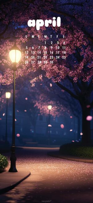 Night Scene April Calendar Wallpaper
