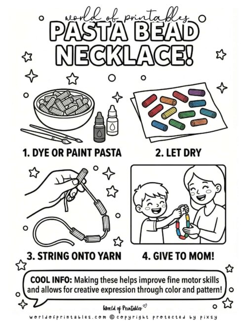 Pasta Bead Necklace Mothers Day Crafts for Kids