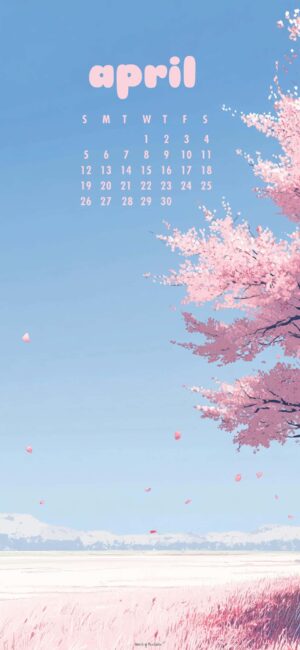 Pastel Floral April Calendar Wallpaper