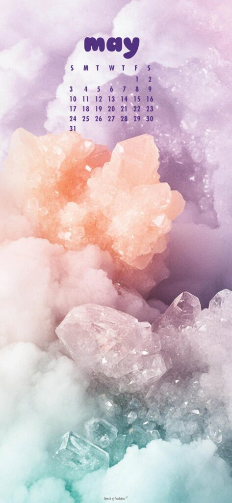 Pastel Gem Simple May Calendar Phone Background