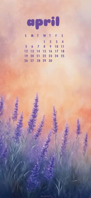 Pastel Lavender April Calendar Wallpaper