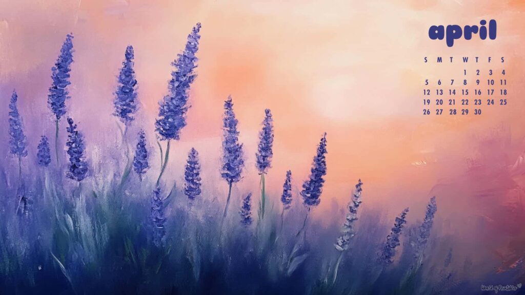 Pastel Lavender April Calendar Wallpapers for Desktop