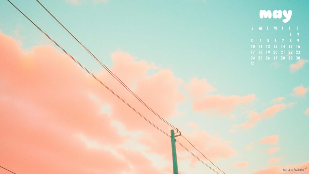 Pastel Spring May Desktop Calendar Wallpaper