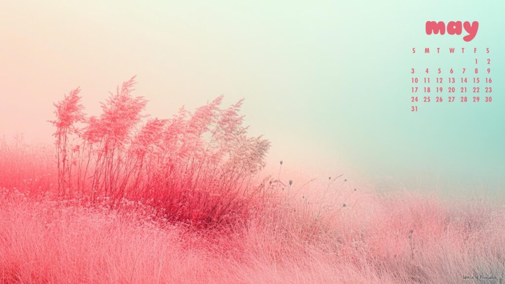 Pink Haze May Desktop Calendar Background