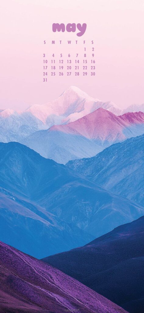 Purple Mountains May Calendar Lock Screen Wallpaper