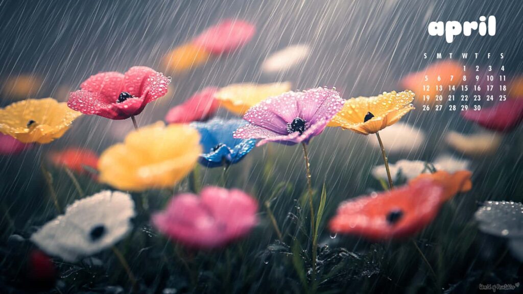Rain Wildflower April Calendar Wallpapers for Desktop