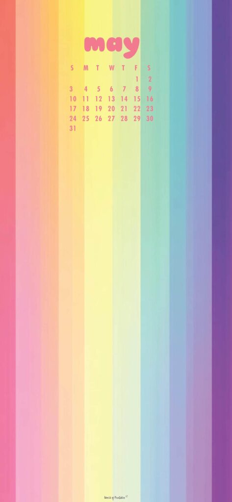 Rainbow Cute May Calendar Wallpaper Phone