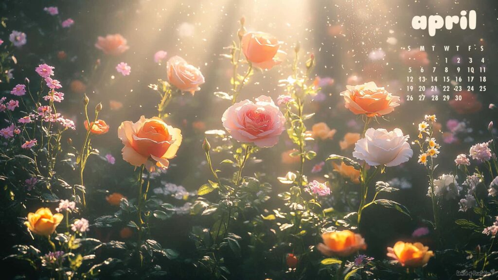 Rose Garden April Calendar Wallpapers for Desktop