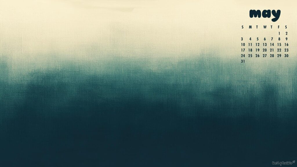 Simple Blue Gradient May Desktop Calendar Wallpaper