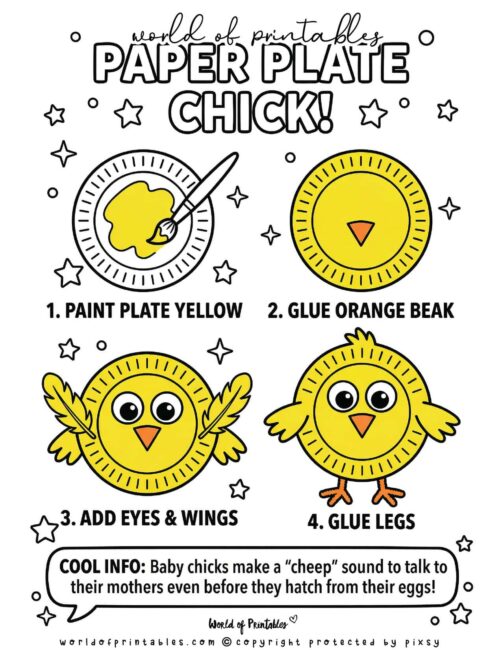 Simple Paper Plate Chick Easter Crafts