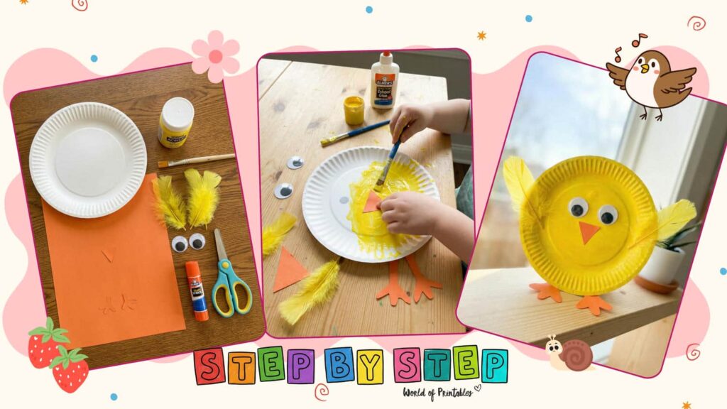Simple Paper Plate Chick Easter Crafts