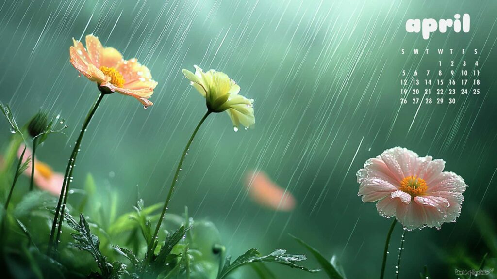 Soft Flowers April Calendar Wallpapers for Desktop