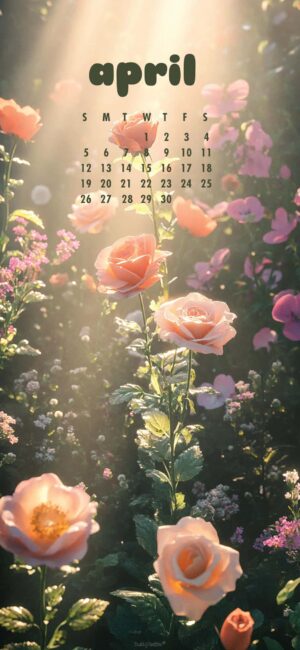 Soft Rose April Calendar Wallpaper