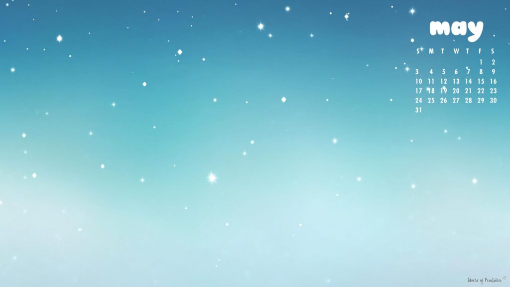 Starry Sky May Desktop Calendar Wallpaper