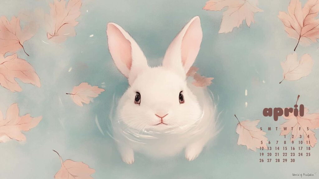 Swimming Bunny April Calendar Wallpapers for Desktop