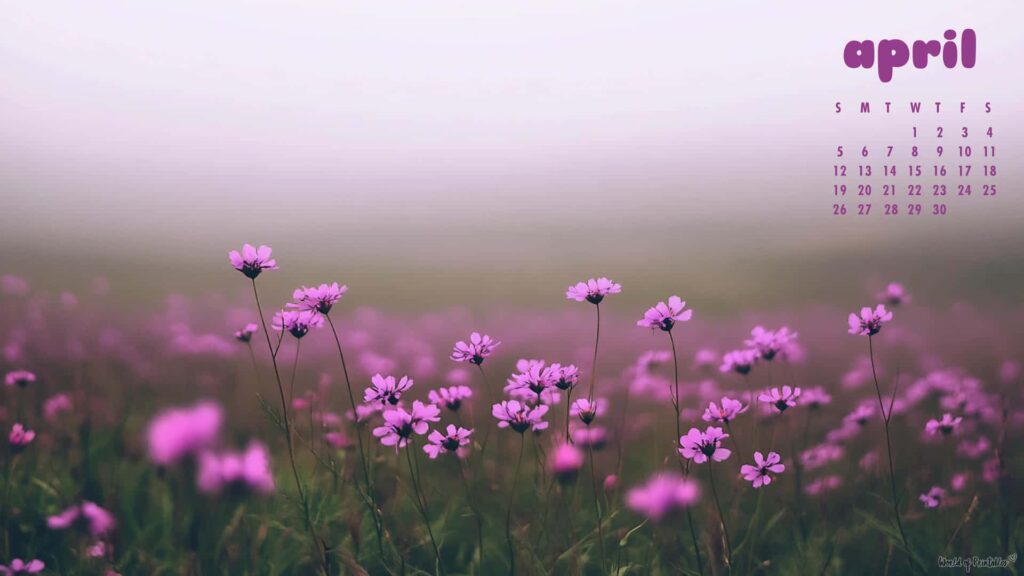 Tiny Purple Flowers April Calendar Wallpapers for Desktop