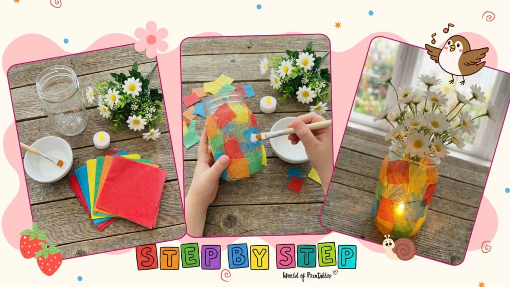 Tissue Paper Jar Mothers Day Crafts Kids