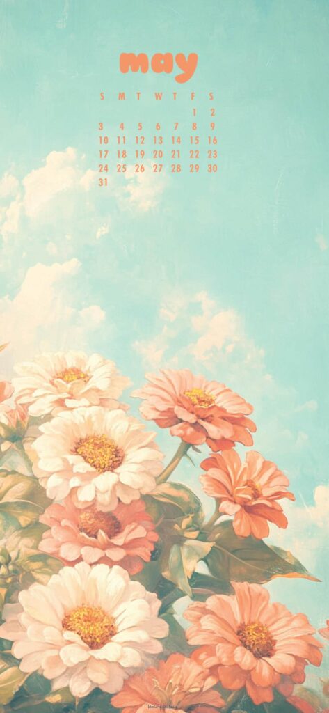 Vintage Floral Pastel May Calendar Wallpaper Phone