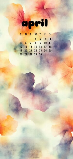 Watercolor Flowers April Calendar Wallpaper