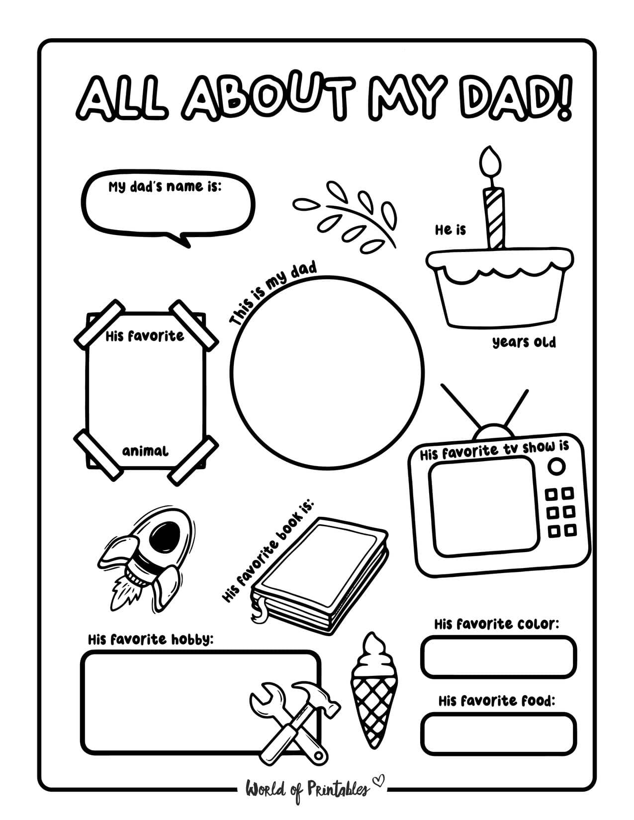 Free Printable All About My Dad Worksheet For Father’s Day - World of ...