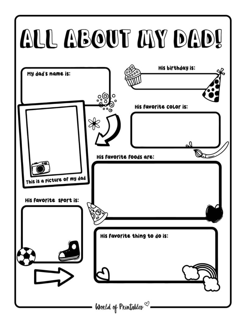 All About My Dad Fathers Day Printable