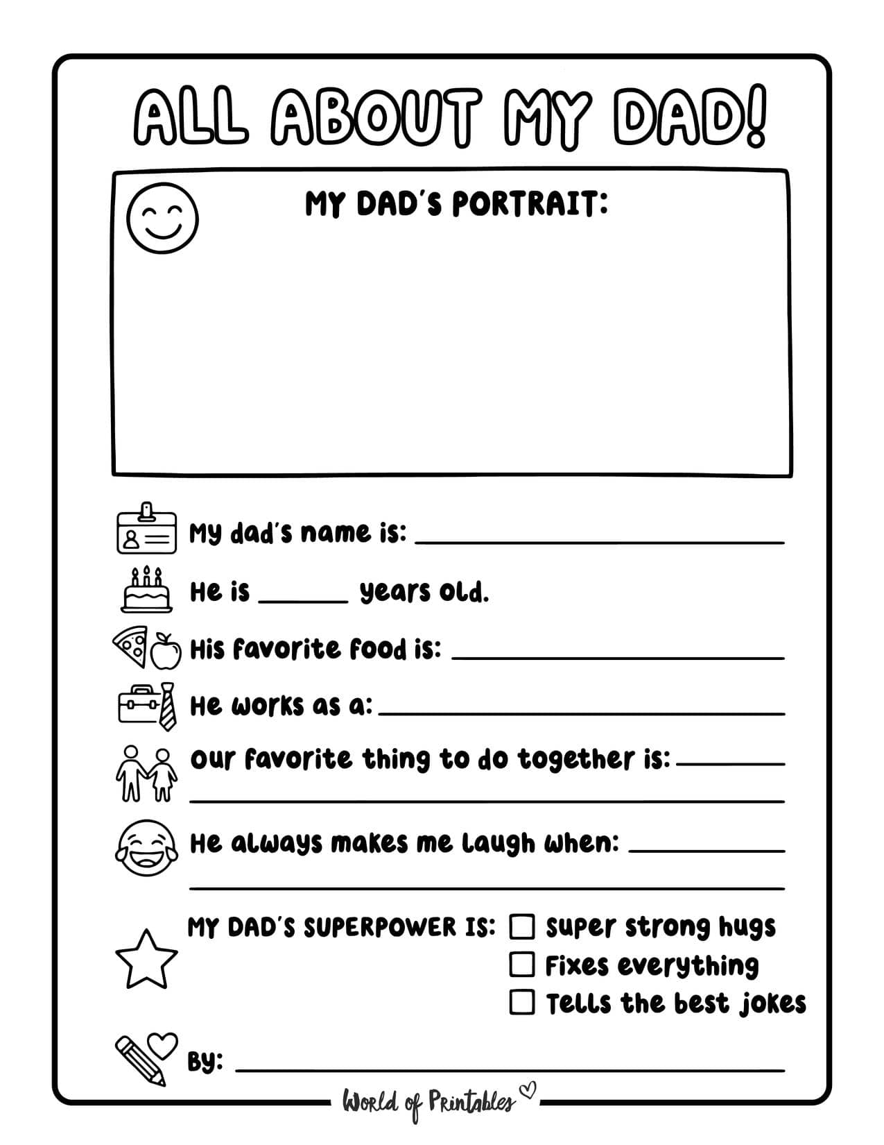 Free Printable All About My Dad Worksheet For Father’s Day - World of ...