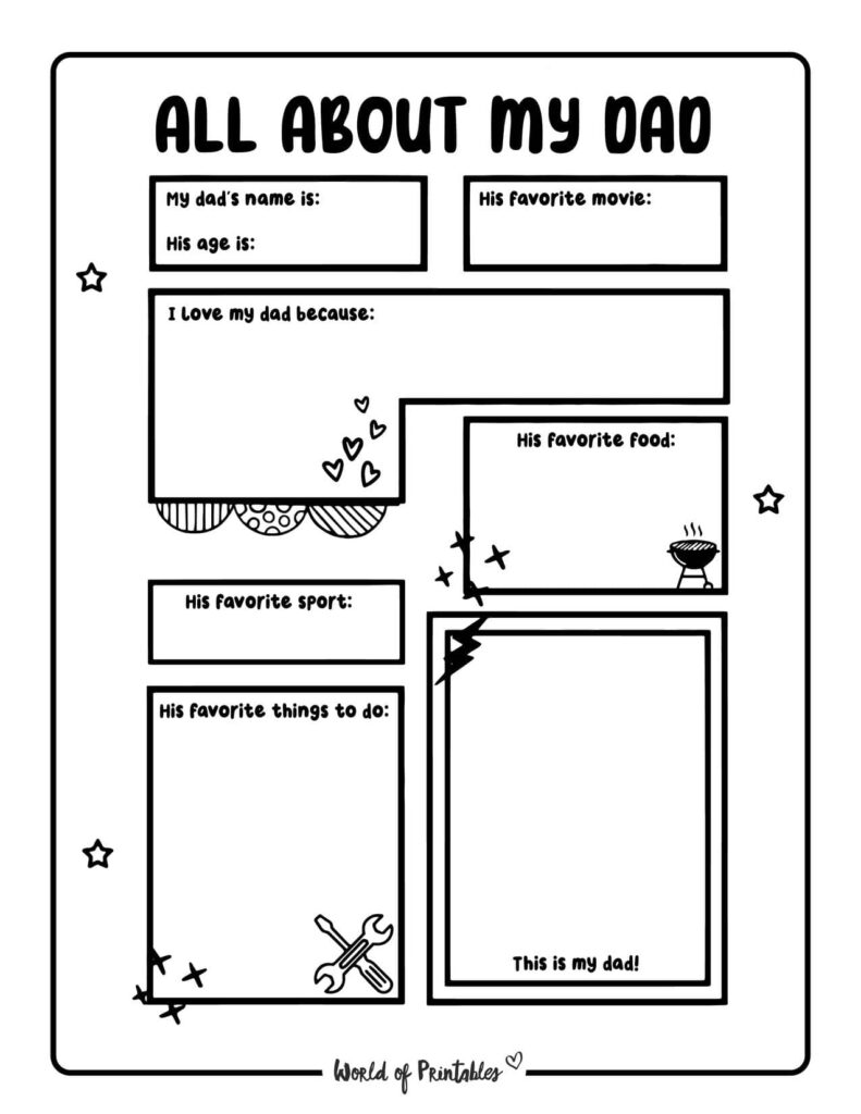 All About My Dad Printable Worksheet