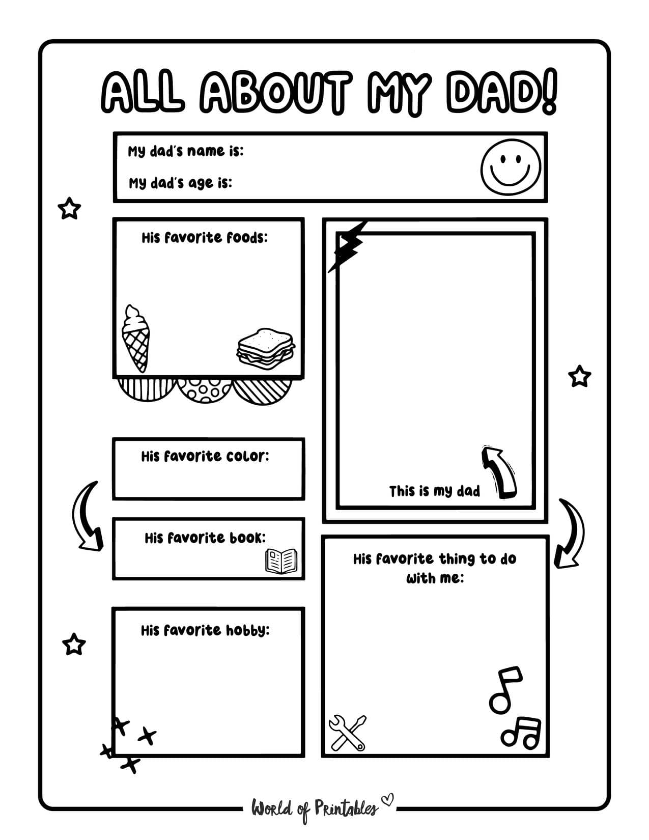 Free Printable All About My Dad Worksheet For Father’s Day - World of ...