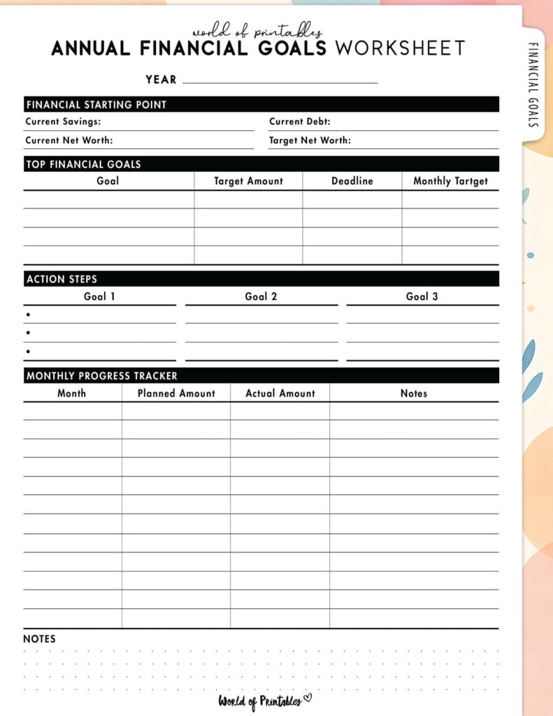 Annual Financial Goals Worksheet-07