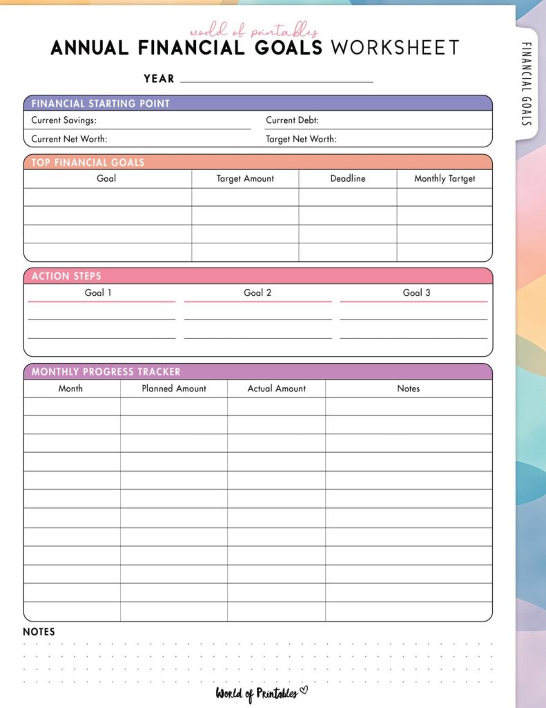 Annual Financial Goals Worksheet-09