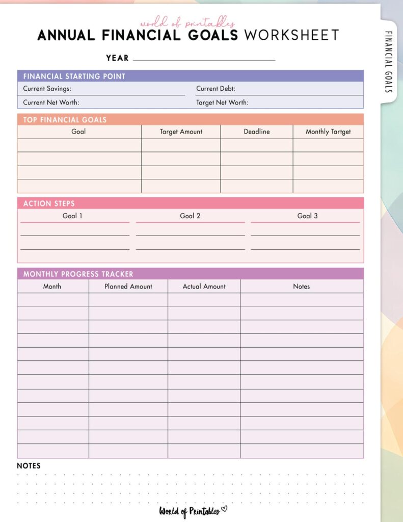 Annual Financial Goals Worksheet-10
