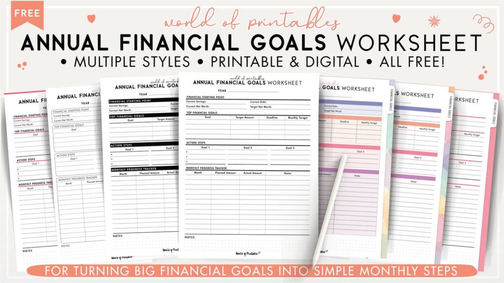 Annual Financial Goals Worksheet