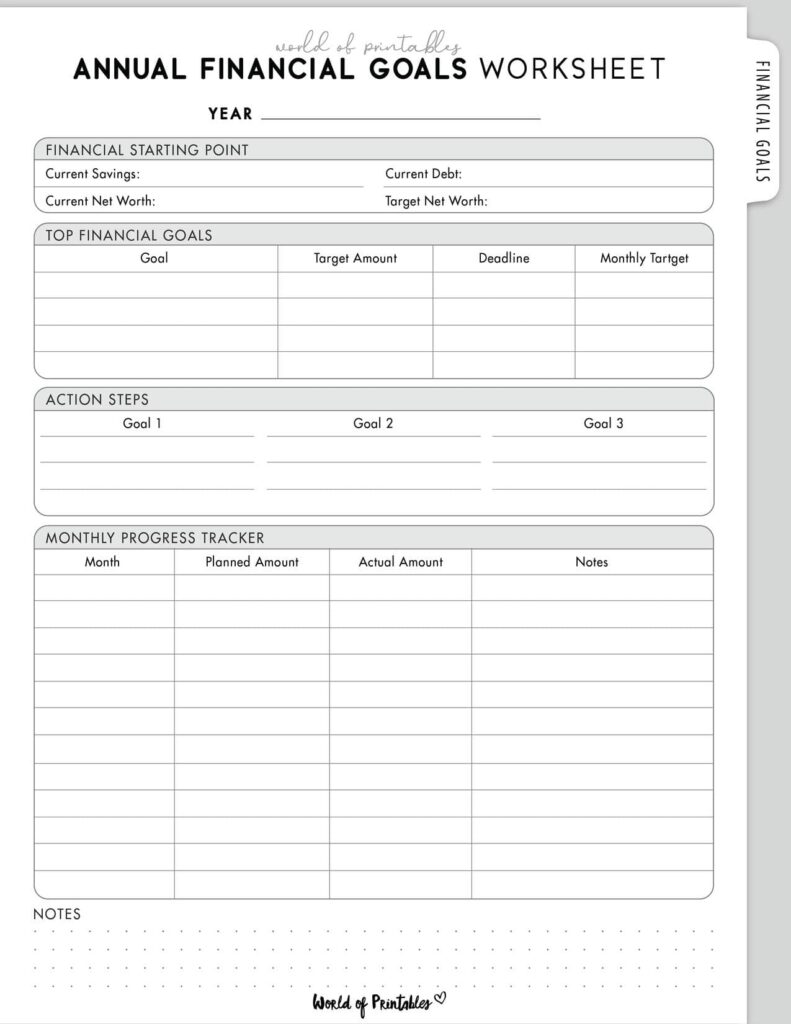 Annual Financial Goals Worksheet-11