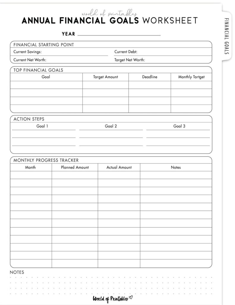 Annual Financial Goals Worksheet-12