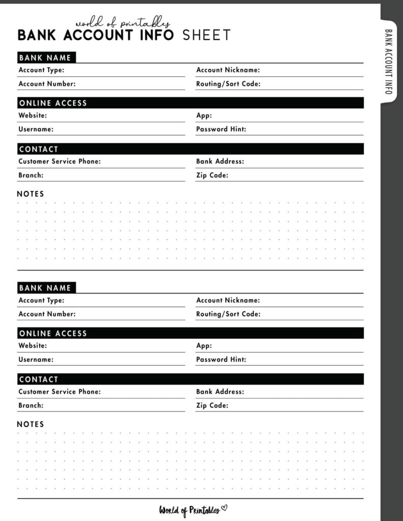 Bank Account Info Sheet-01
