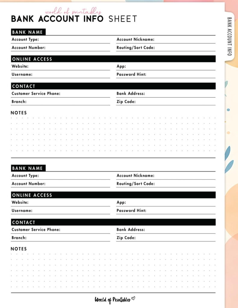 Bank Account Info Sheet-07