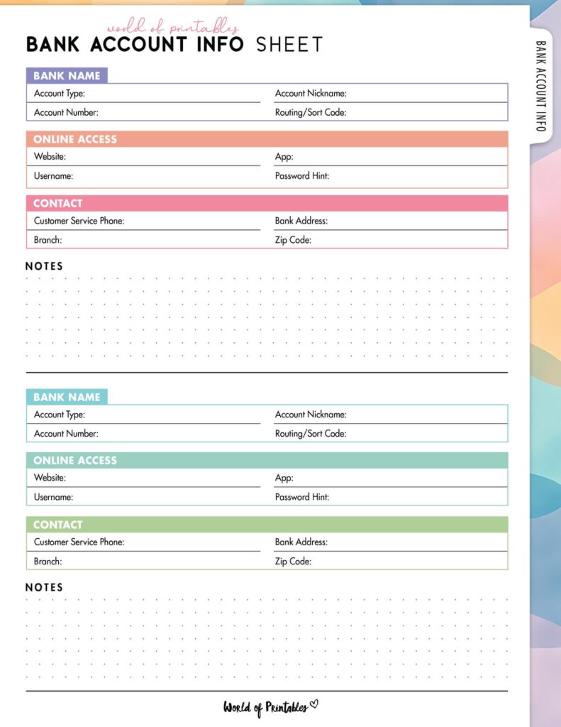 Bank Account Info Sheet-09