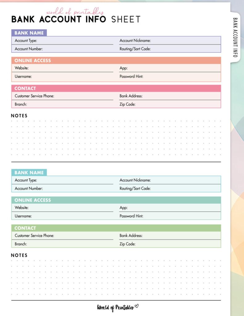 Bank Account Info Sheet-10