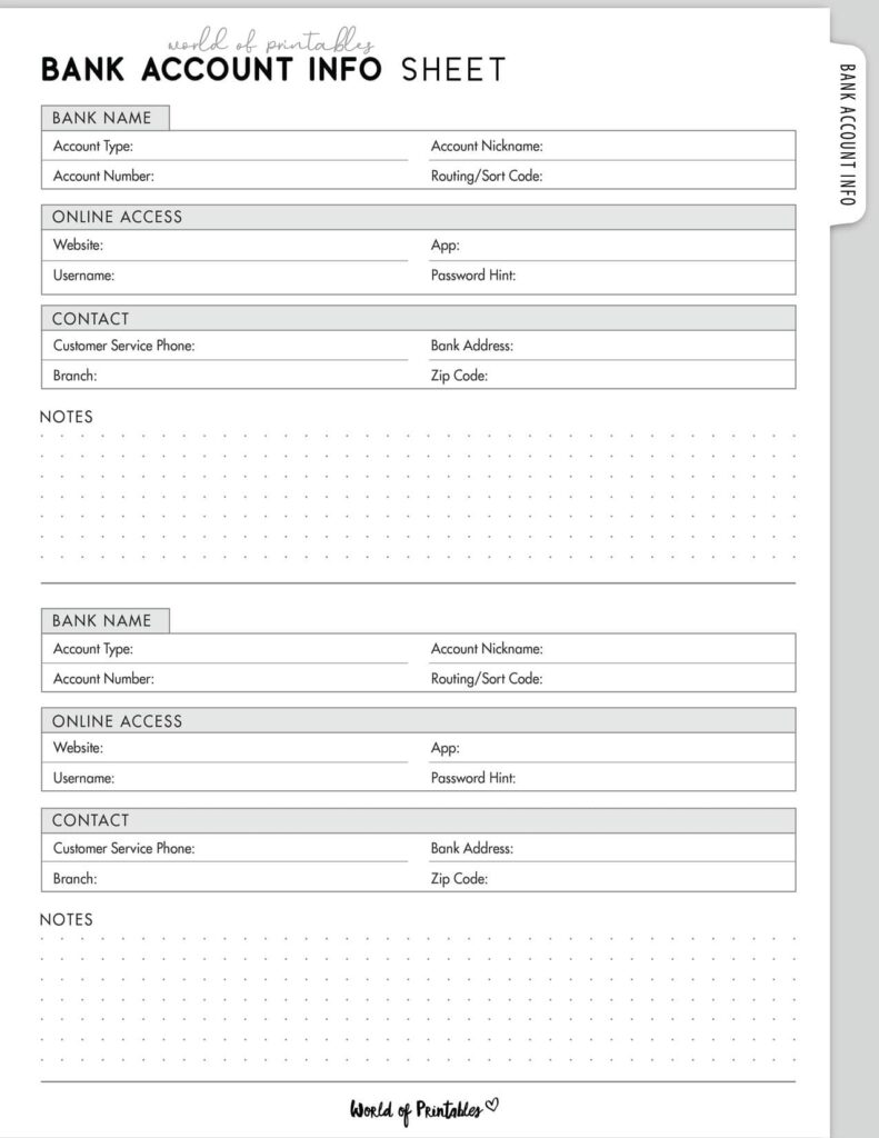Bank Account Info Sheet-11