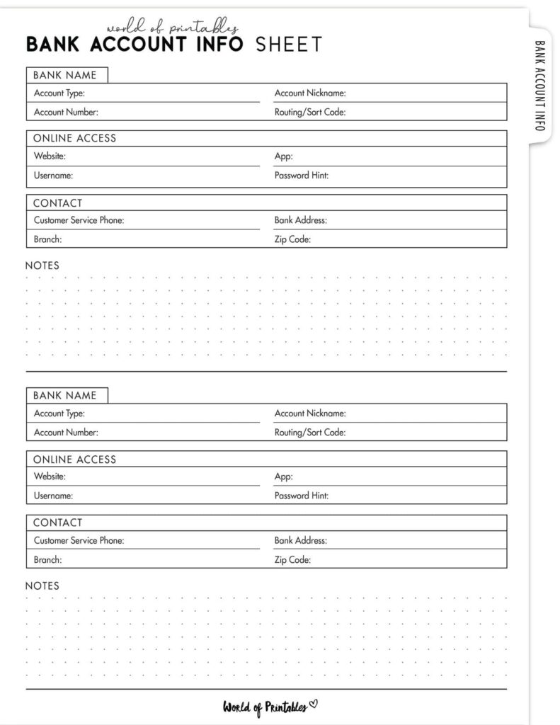 Bank Account Info Sheet-12