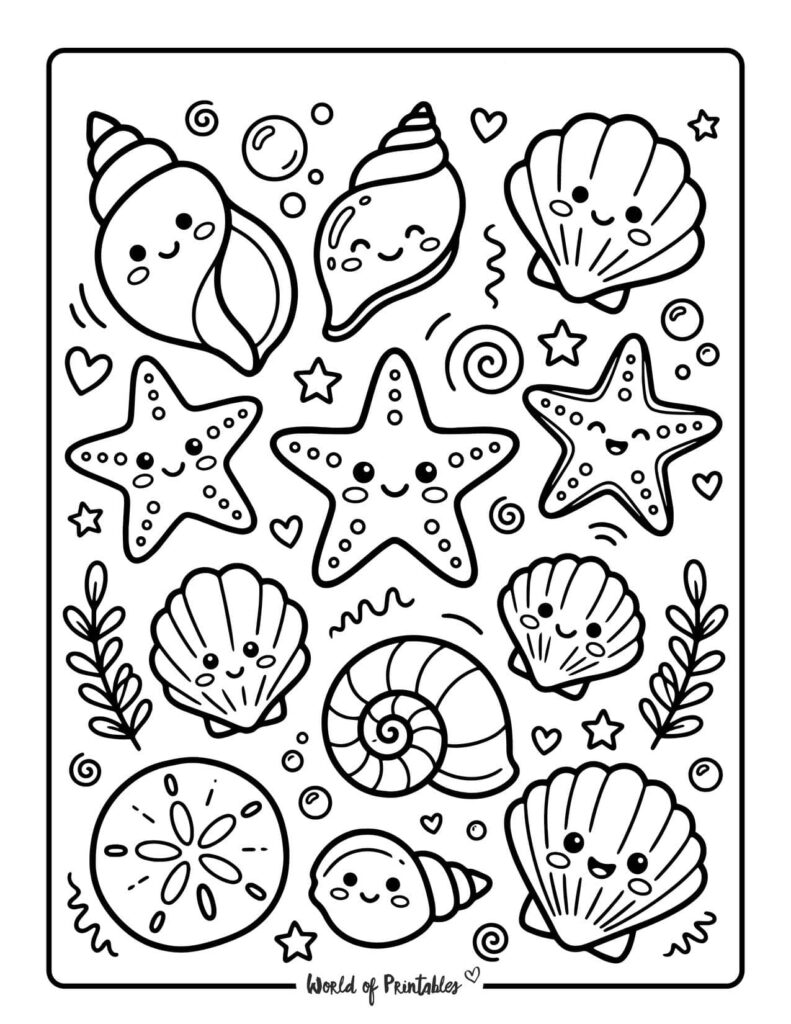 Beach Shells Coloring Page