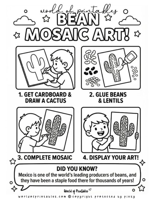 Bean Mosaic Cinco De Mayo Crafts