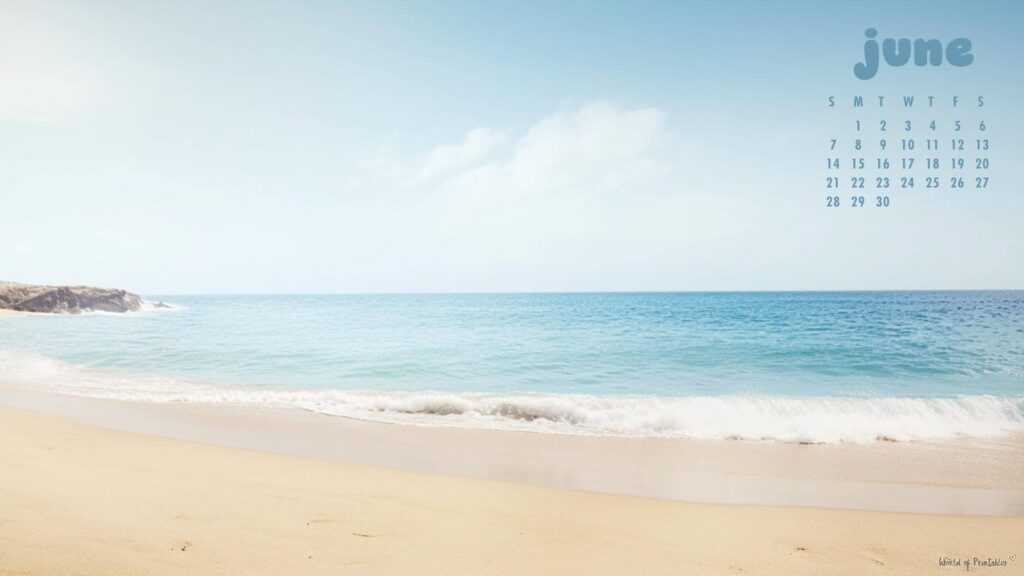 Beautiful Beach June Calendar Wallpaper For Desktop
