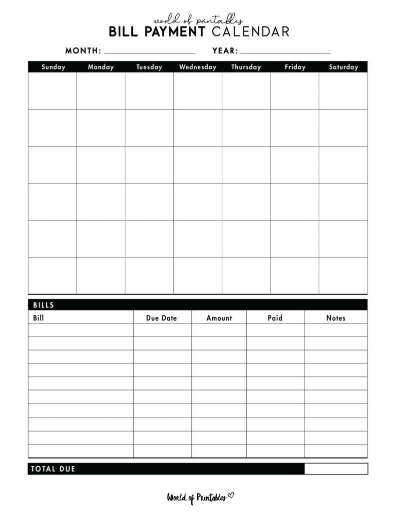 Bill Payment Calendar-02