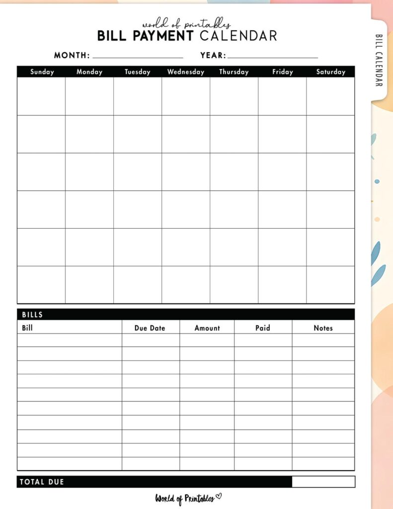 Bill Payment Calendar-07