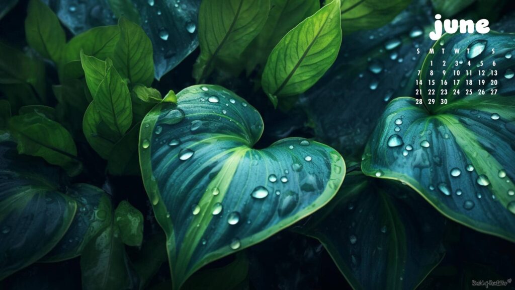 Botanical June Calendar Wallpaper For Desktop