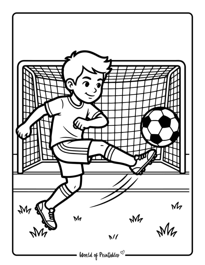Boy Soccer Player Coloring Page