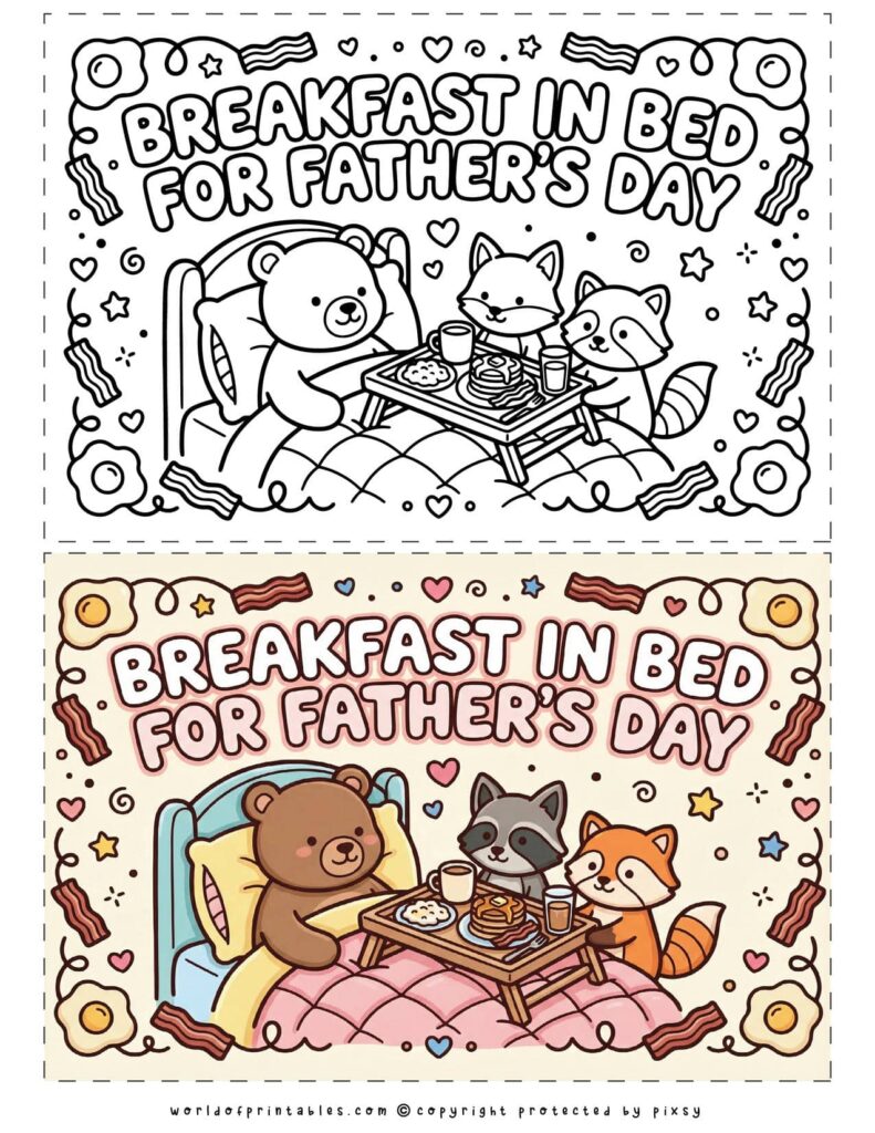 Breakfast in Bed Printable Father’s Day Coupons - set of 2