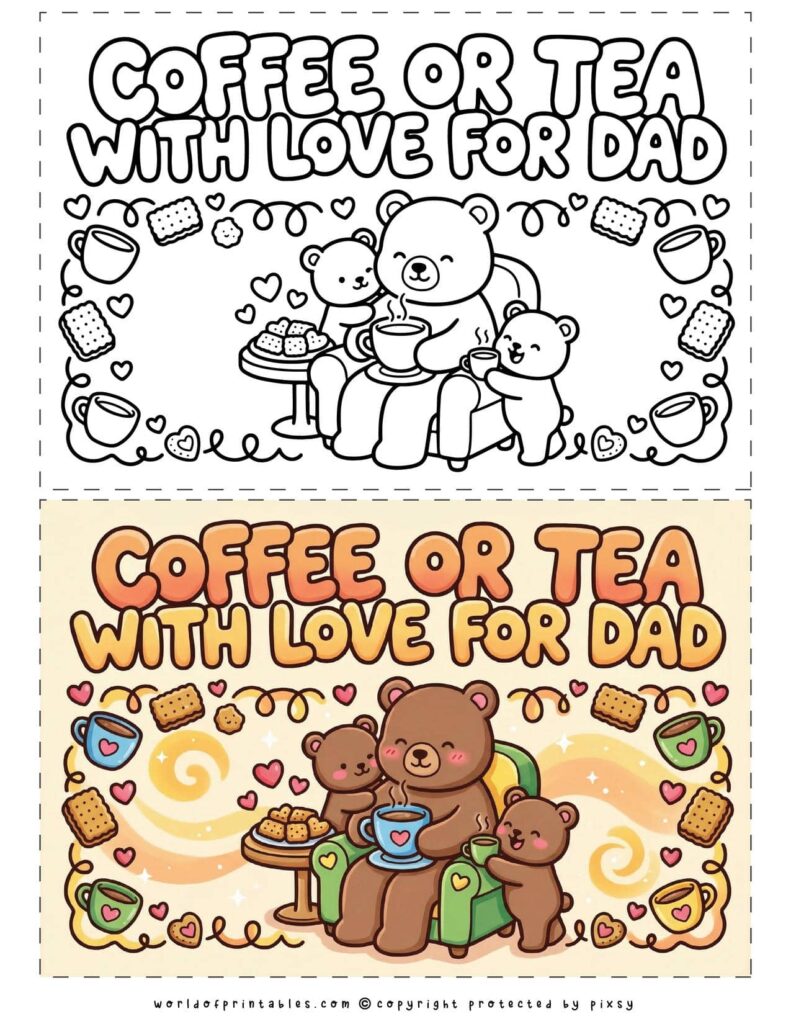 Coffee or Tea For Dad Printable Father’s Day Coupons - set of 2
