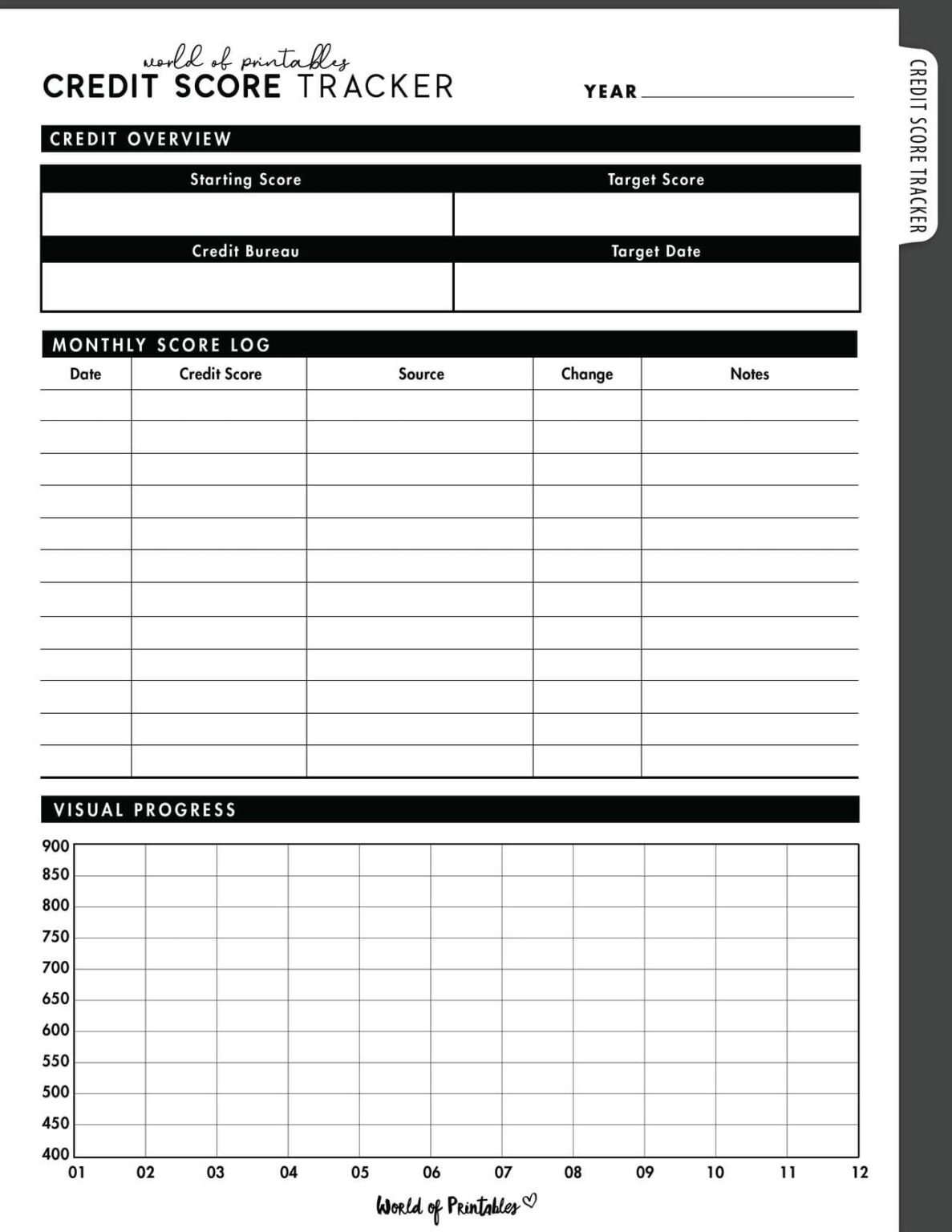 Free Credit Score Tracker Printable - World of Printables
